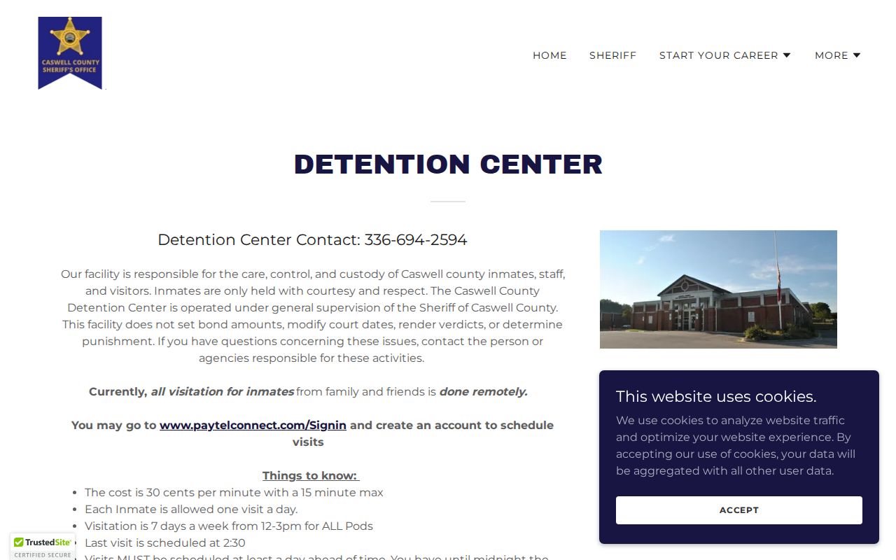 Caswell County Detention Center release and contact source