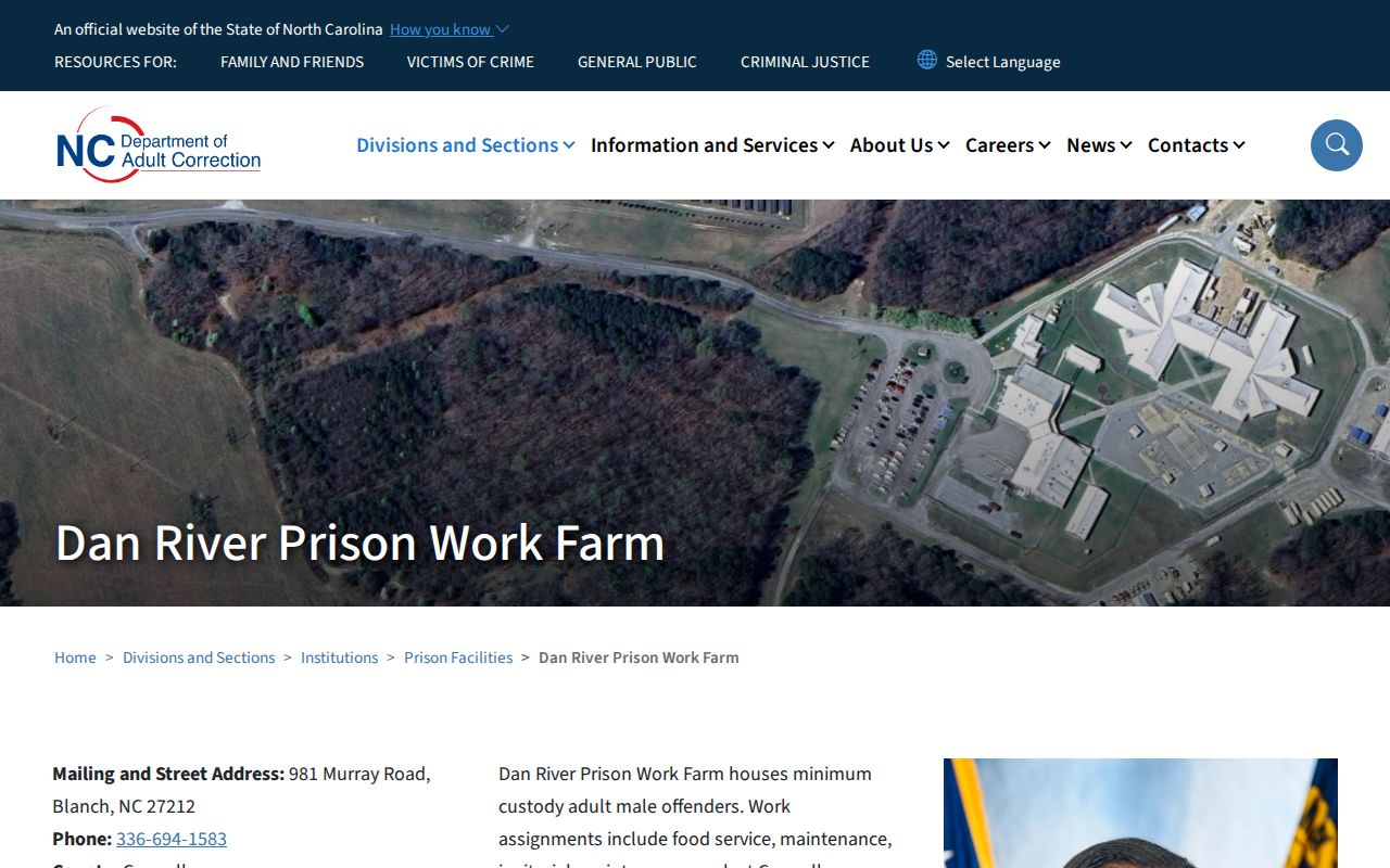 Dan River Prison Work Farm official discharge information