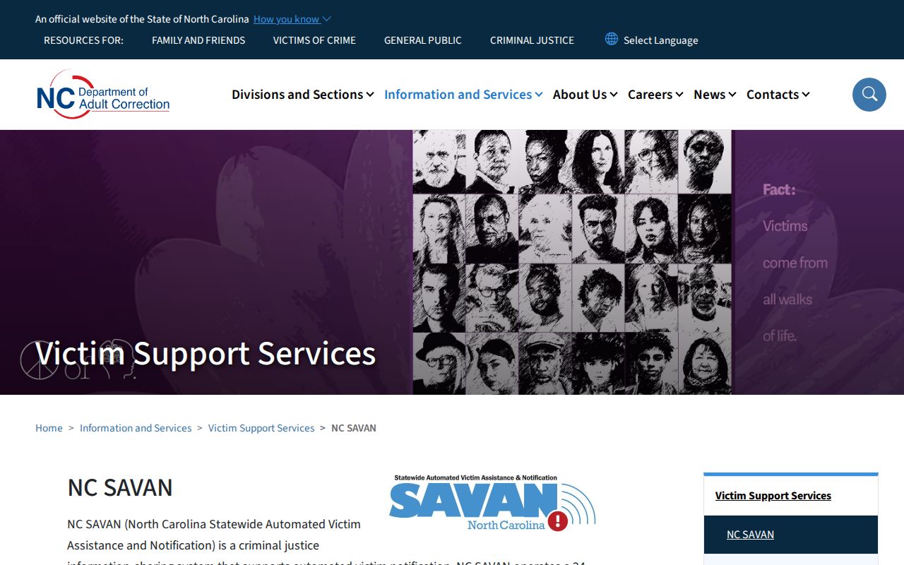 NC SAVAN notification coverage for Caswell County inmate releases